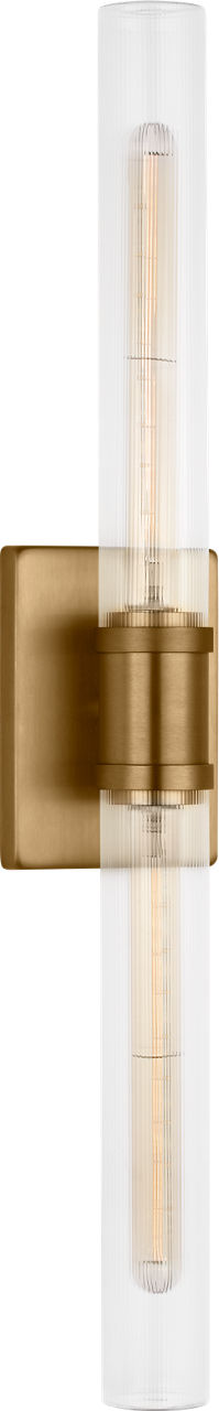 Keaton 30" Vanity Sconce in Satin Brass with Clear Fluted Glass