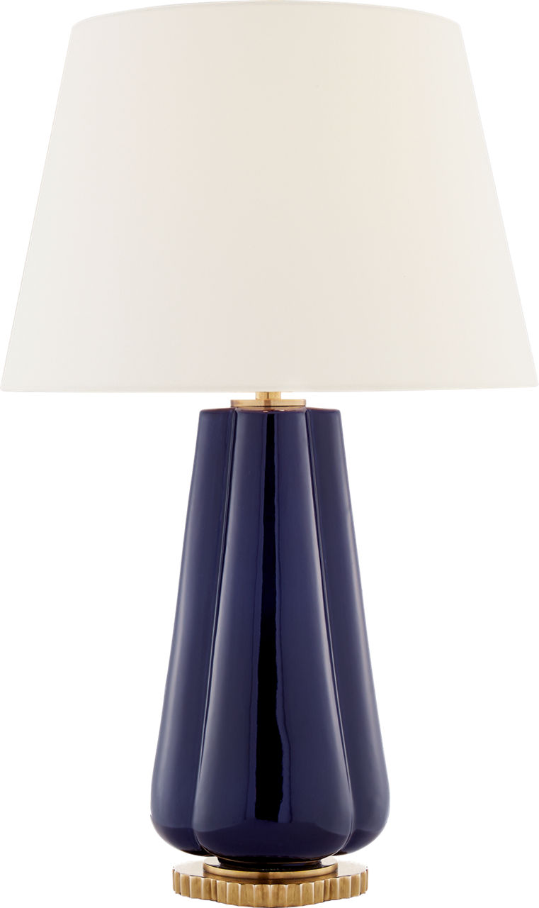 Penelope Cordless Table Lamp in Denim with Linen Shade