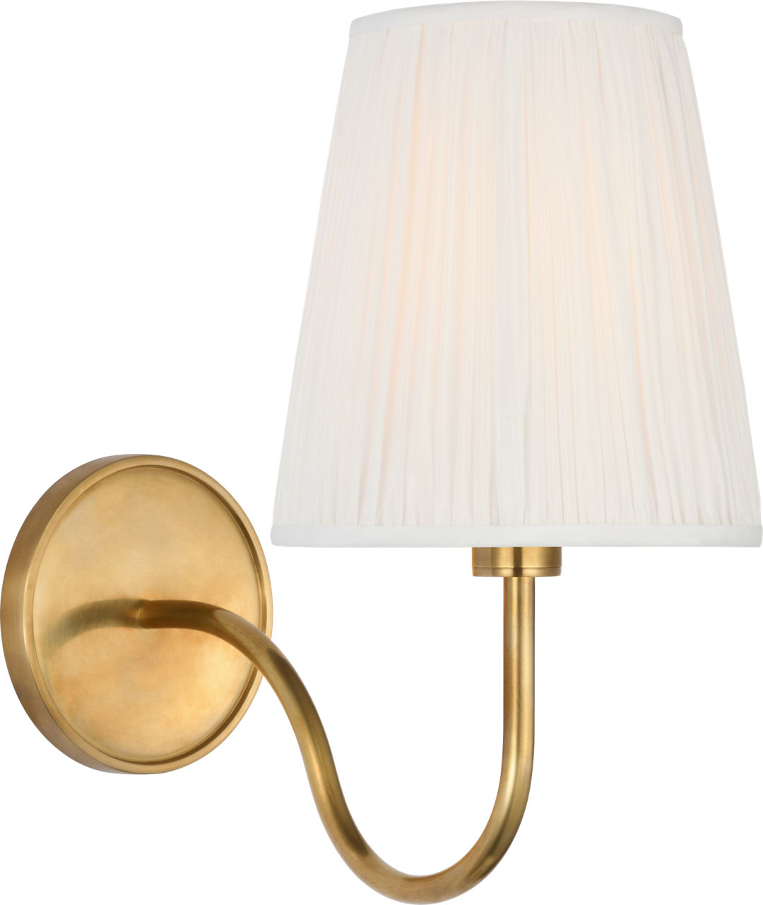 Lyndsie Small Cordless Sconce in Hand-Rubbed Antique Brass with Silk Pleated Shade