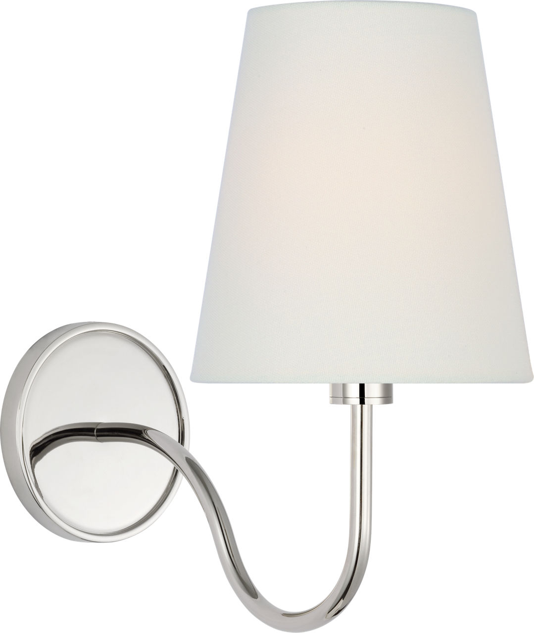 Lyndsie Small Cordless Sconce in Polished Nickel with Linen Shade