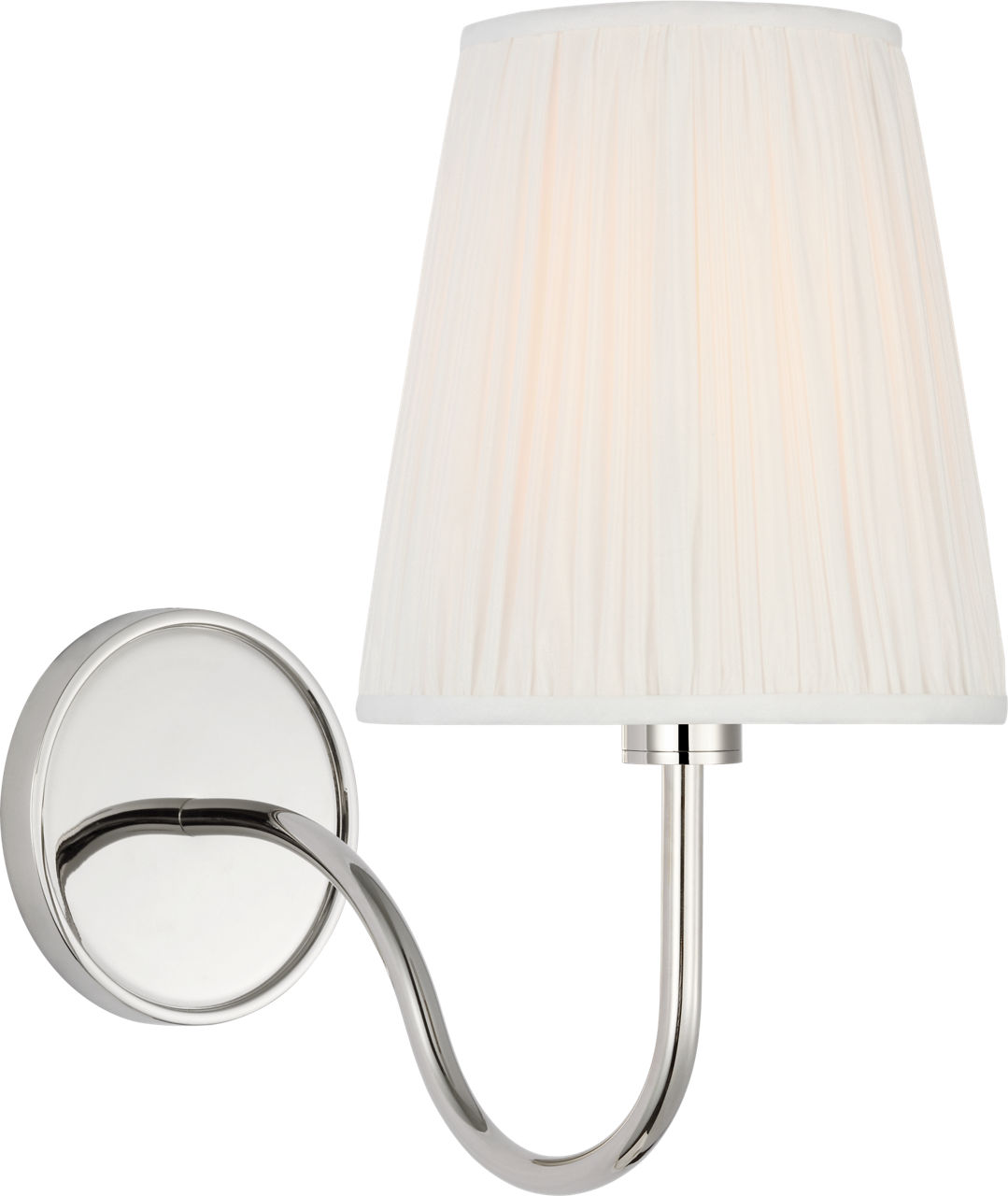 Lyndsie Small Cordless Sconce in Polished Nickel with Silk Pleated Shade