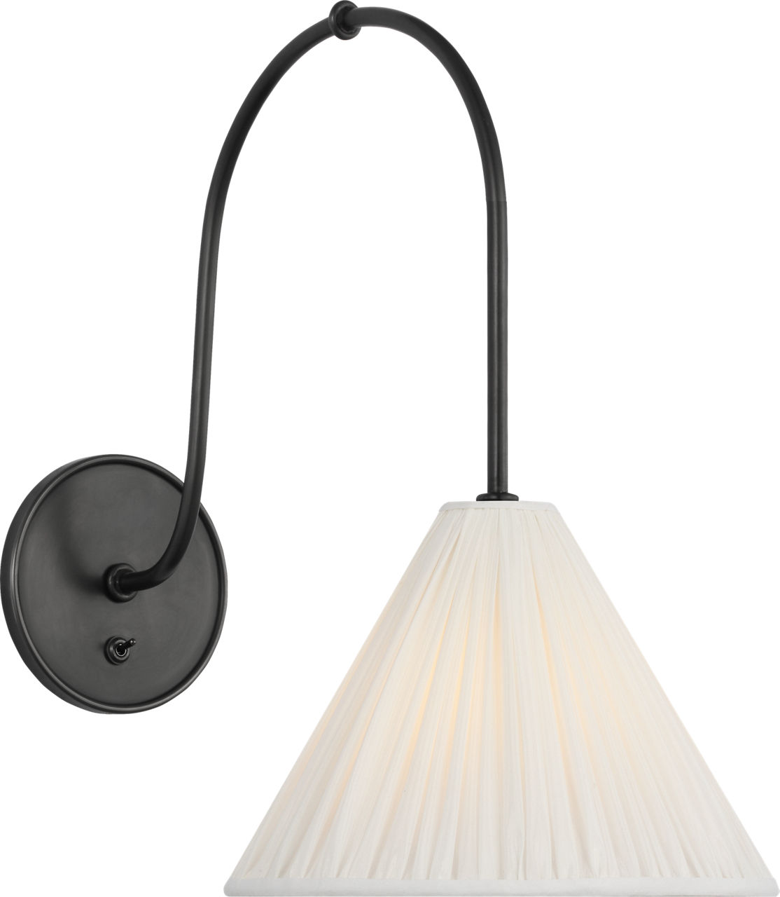 Malia 14" Arched Wall Light in Bronze with Silk Pleated Shade