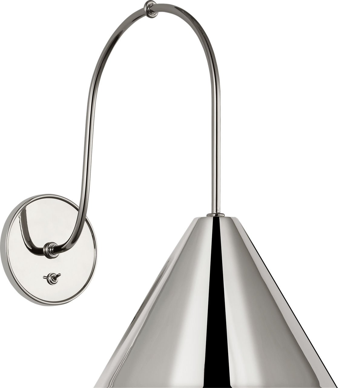 Malia 14" Arched Wall Light in Polished Nickel with Polished Nickel Shade