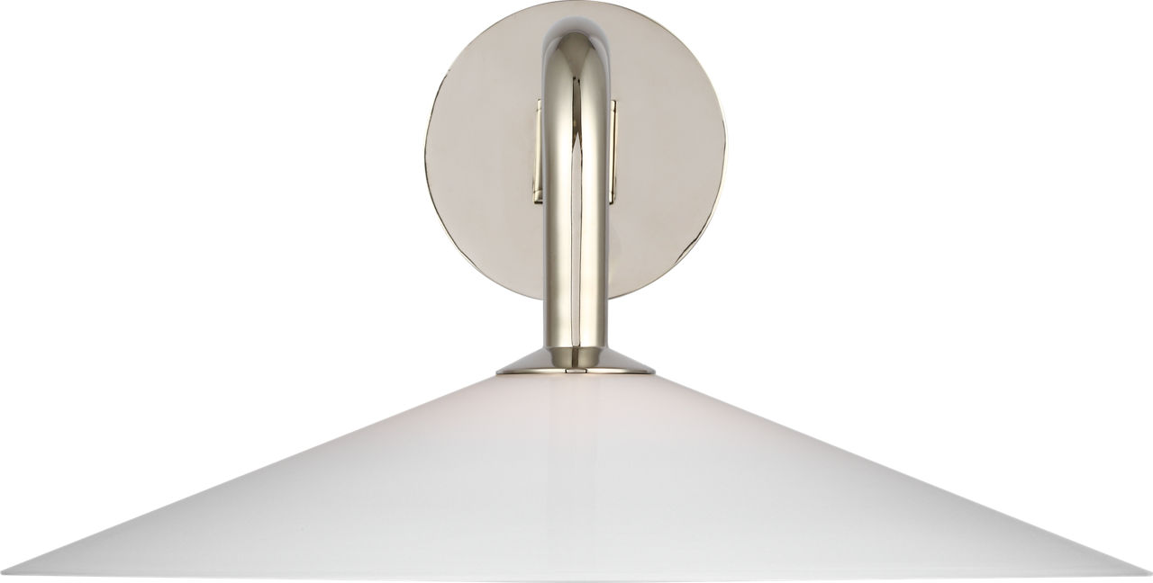 Ponce 9" Articulating Sconce in Polished Nickel with Milk White Glass Shade
