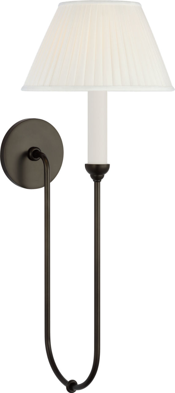 Ingela 24" Single Sconce in Modern Iron with Silk Pleat Shade