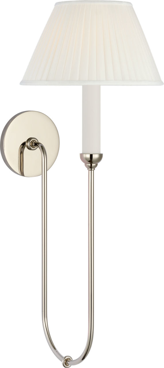 Ingela 24" Single Sconce in Polished Nickel with Silk Pleat Shade