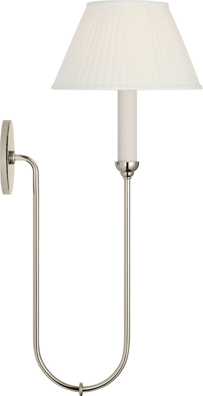 Ingela 24" Single Sconce in Polished Nickel with Silk Pleat Shade