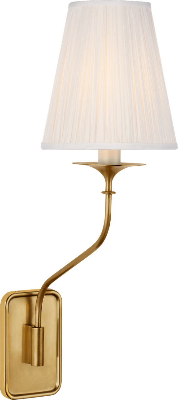 Knox 19" Single Sconce in Hand-Rubbed Antique Brass with Silk Pleated