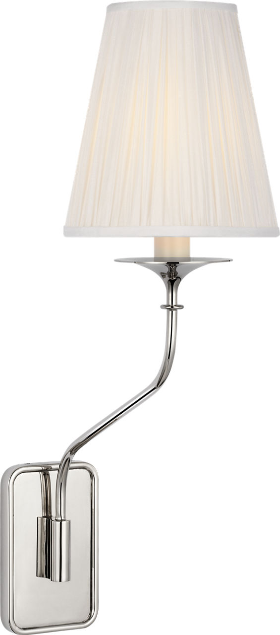 Knox 19" Single Sconce in Polished Nickel with Silk Pleated