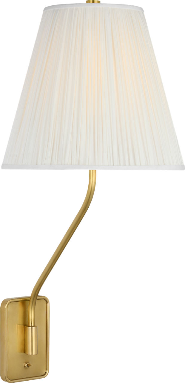 Knox 26" Single Sconce in Hand-Rubbed Antique Brass with Silk Pleated Shade