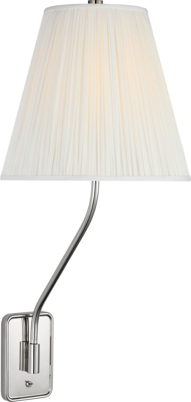 Knox 26" Single Sconce in Polished Nickel with Silk Pleated Shade
