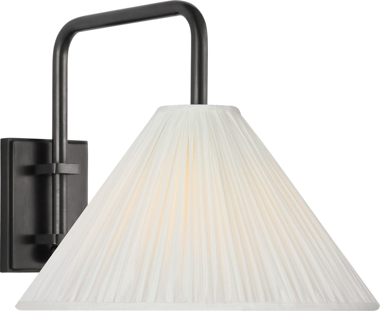 Waylon 8" Articulating Sconce in Bronze with Silk Pleated Shade