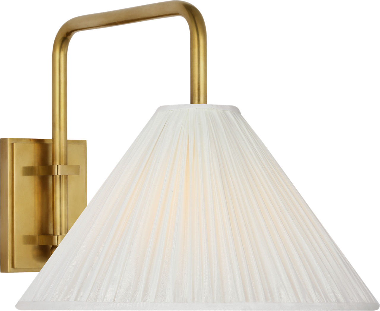 Waylon 8" Articulating Sconce in Hand-Rubbed Antique Brass with Silk Pleated Shade
