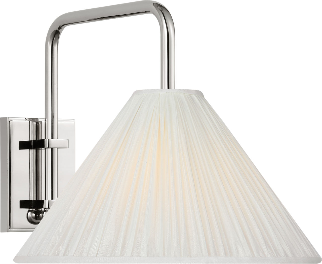 Waylon 8" Articulating Sconce in Polished Nickel with Silk Pleated Shade