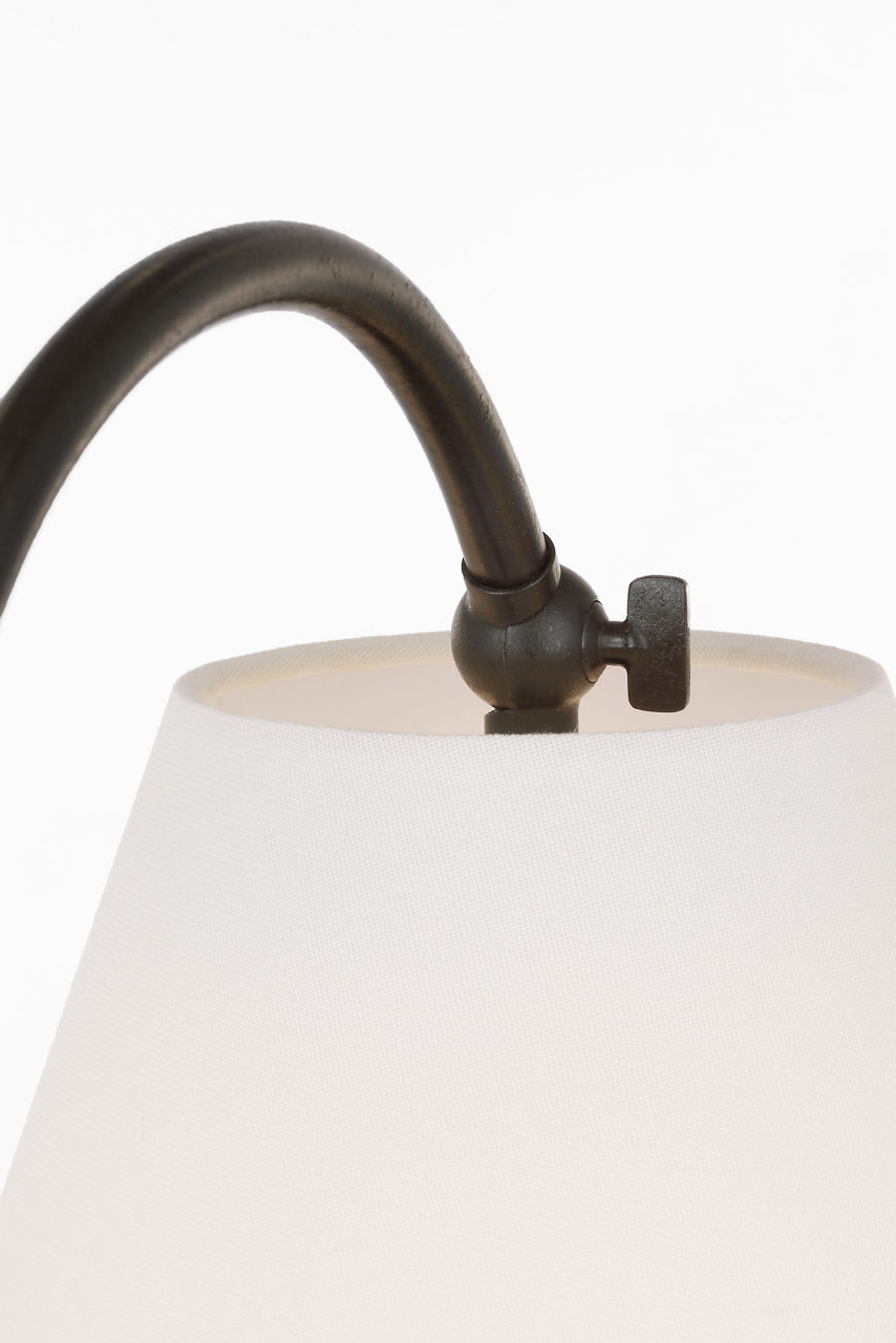 Dume 24" Arched Table Lamp in Aged Iron with Linen Shade