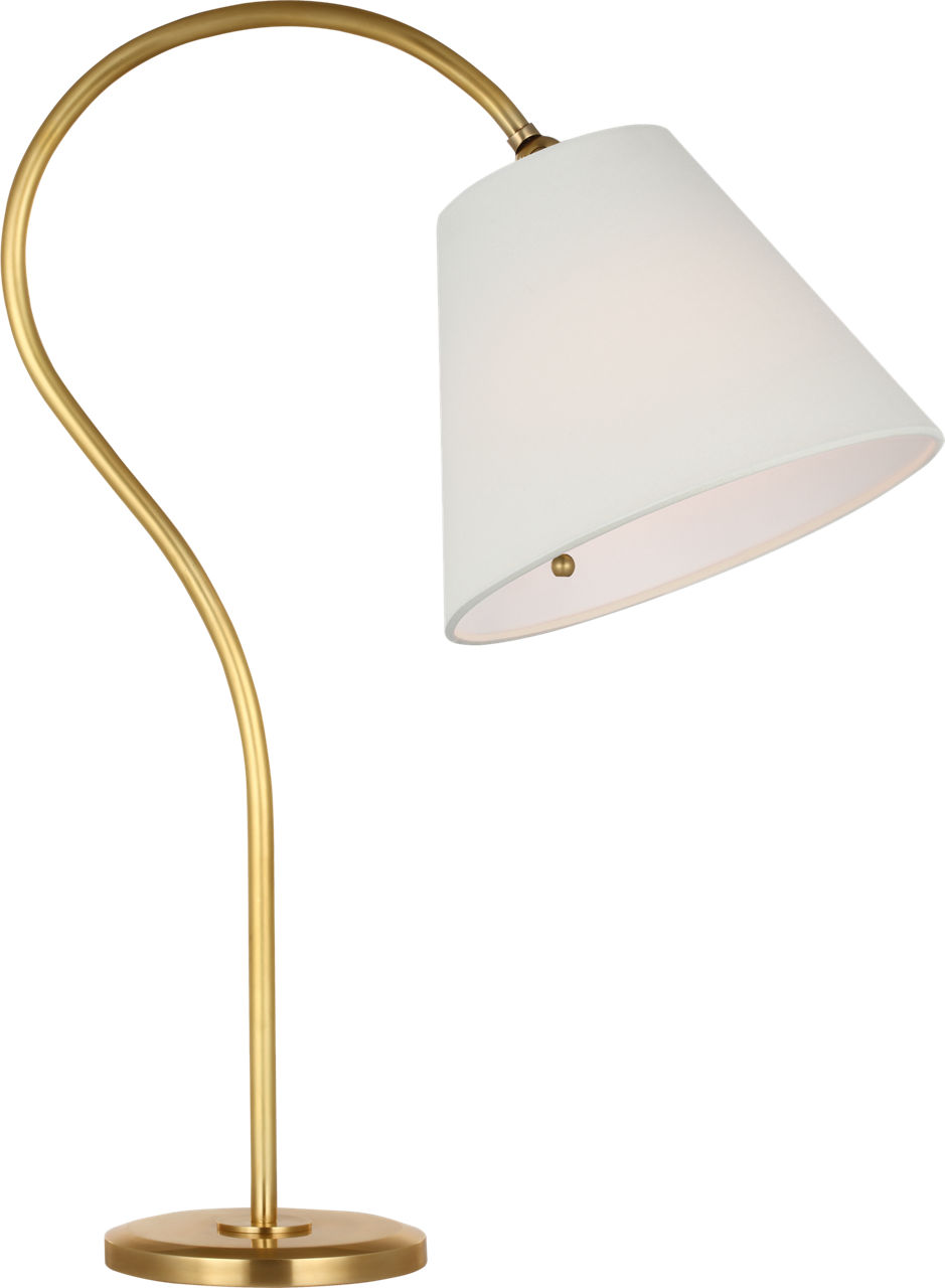 Dume 24" Arched Table Lamp in Hand-Rubbed Antique Brass with Linen Shade