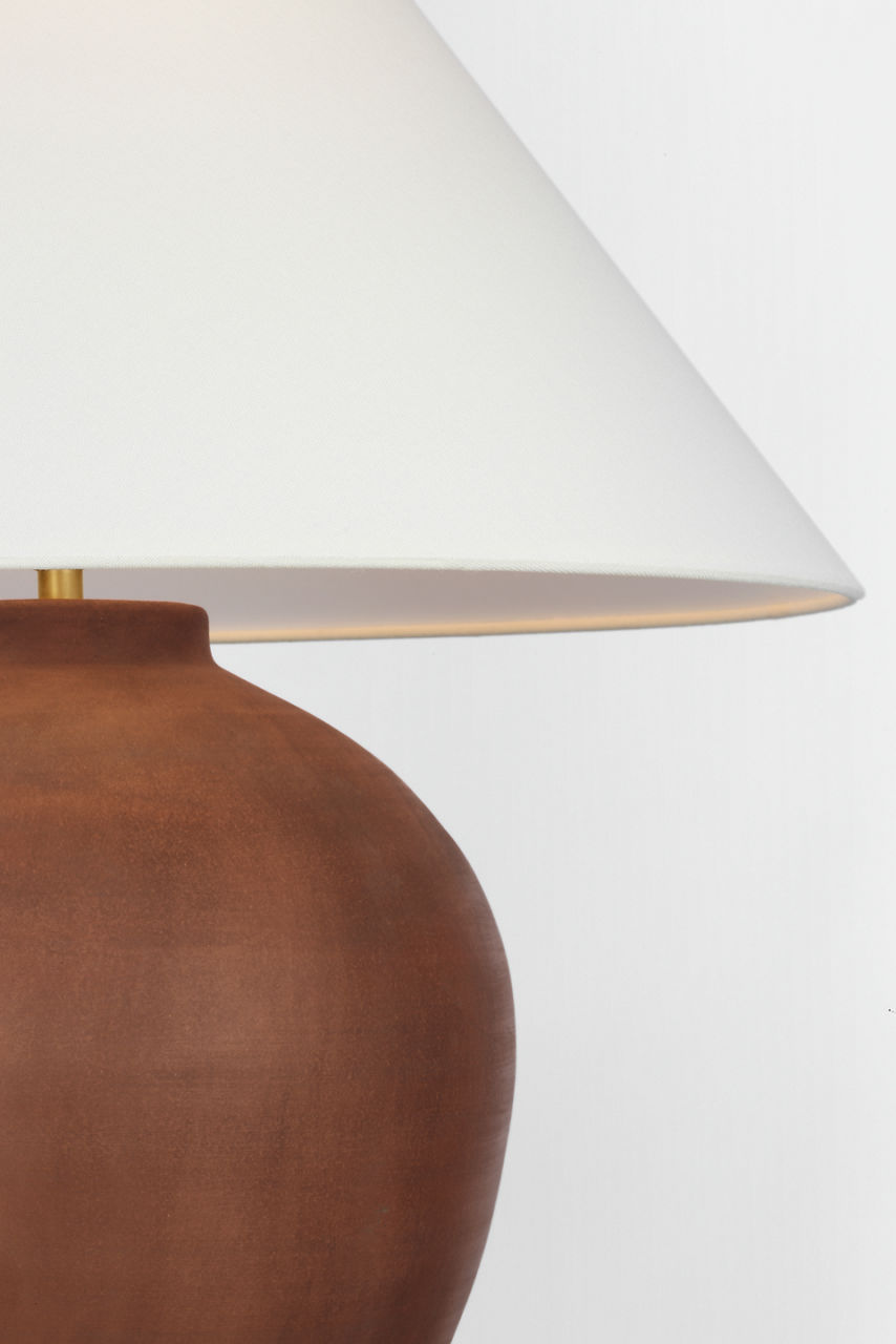 Fischer 27" Table Lamp in Natural Terracotta with Linen Shade