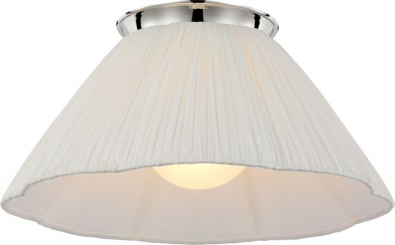 Bradley 18" Flush Mount in Polished Nickel with Scalloped Silk Pleated Shade