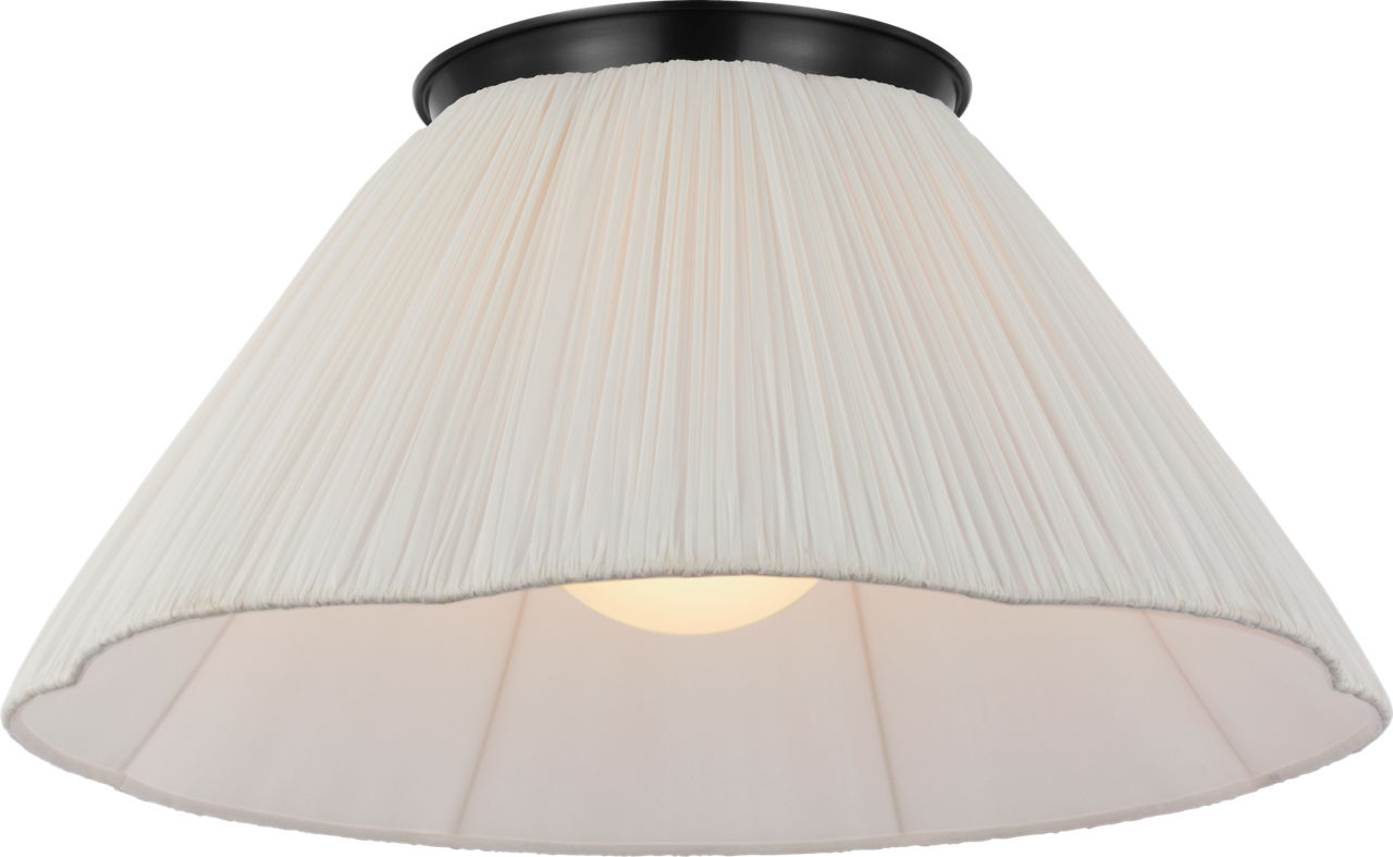 Bradley 24" Flush Mount in Bronze with Scalloped Silk Pleated Shade