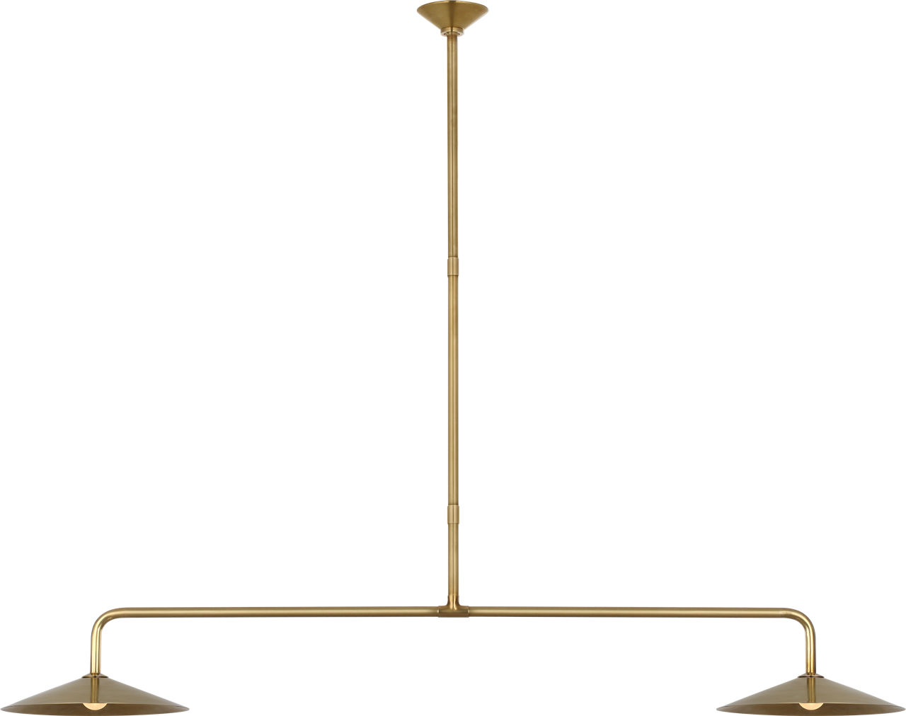 Ponce 62" Linear Pendant in Hand-Rubbed Antique Brass with Hand-Rubbed Antique Brass Shades
