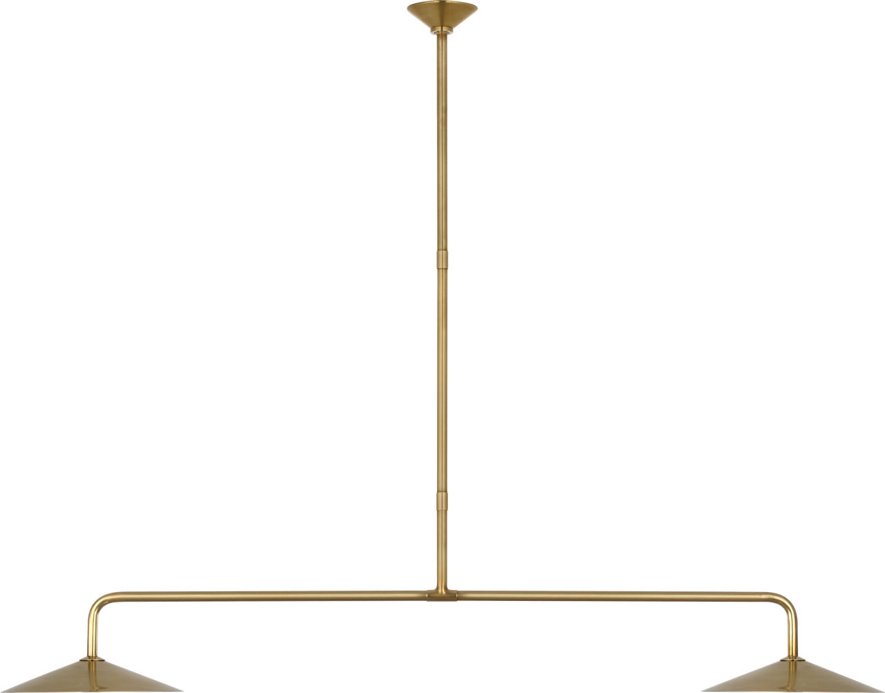 Ponce 62" Linear Pendant in Hand-Rubbed Antique Brass with Hand-Rubbed Antique Brass Shades