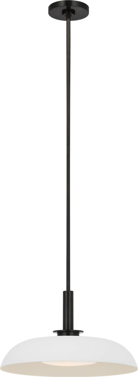 Cyrus 16" Pendant in Bronze and Matte White with White Glass