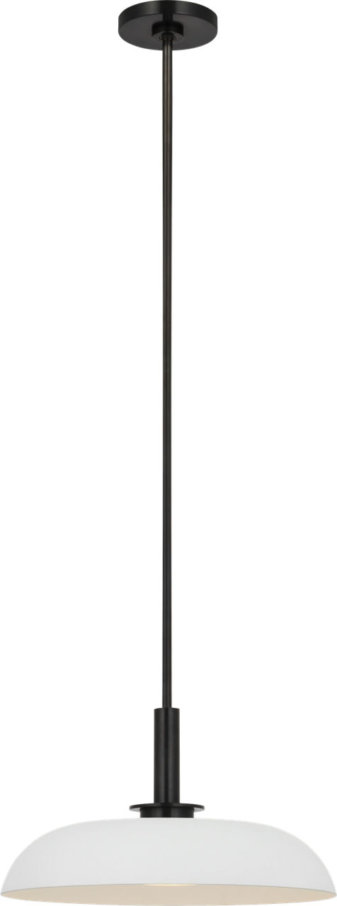 The Cyrus 16" pendant combines bronze and matte white finishes with white glass for a refined transitional look. Its medium scale makes it versatile for dining areas, kitchen islands, and entryways. - alternate view