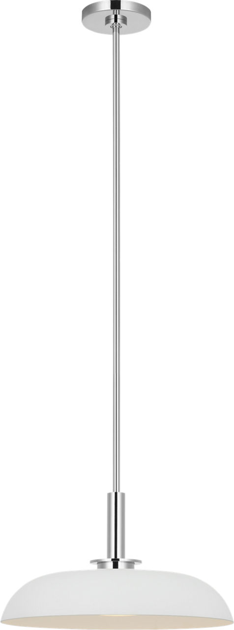 Cyrus 16" Pendant in Polished Nickel and Matte White with White Glass