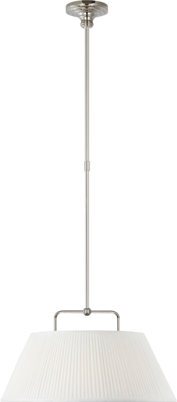 Serrato 14" Hanging Shade in Polished Nickel with Silk Pleat Shade