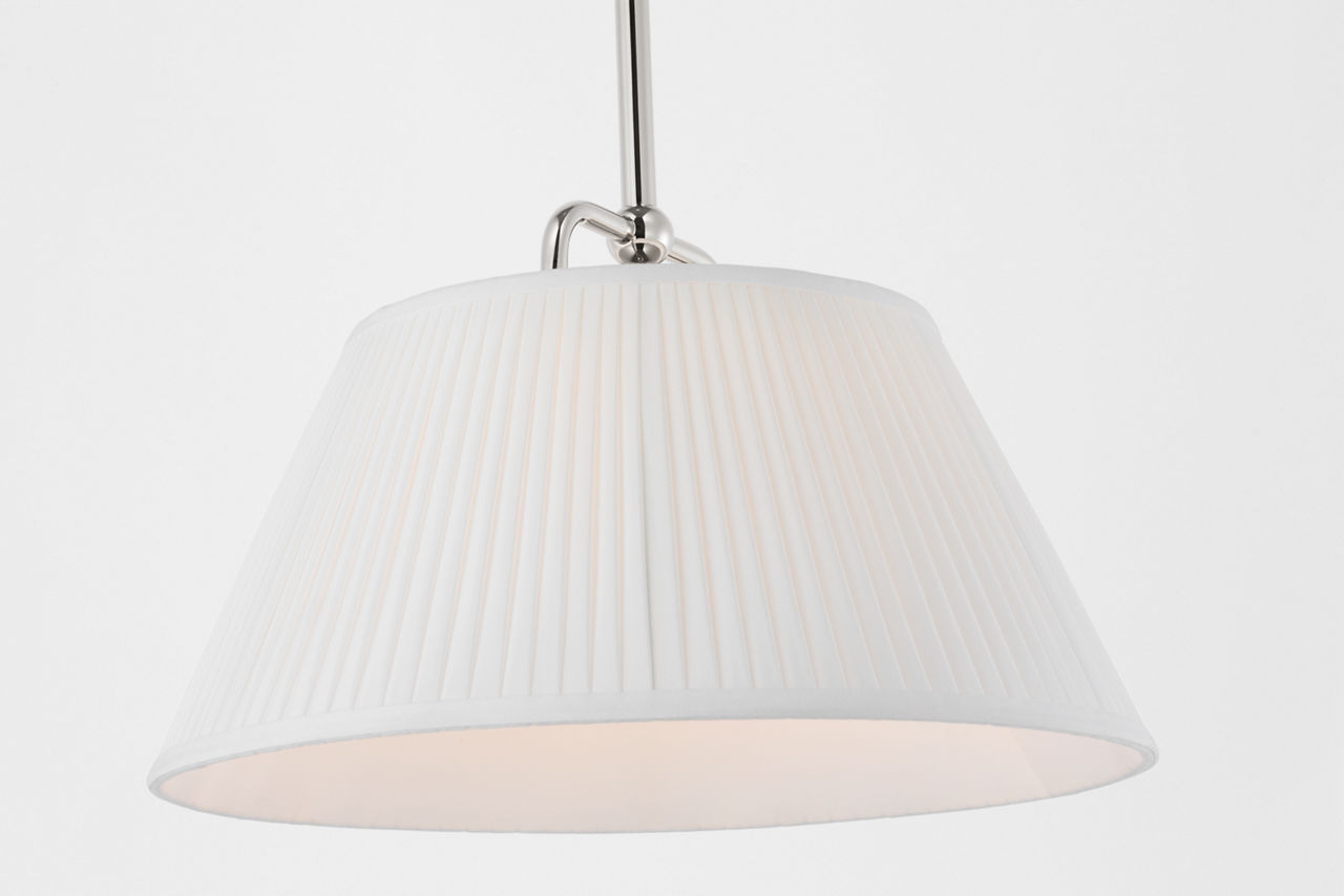 Serrato 20" Hanging Shade in Polished Nickel with Silk Pleat Shade