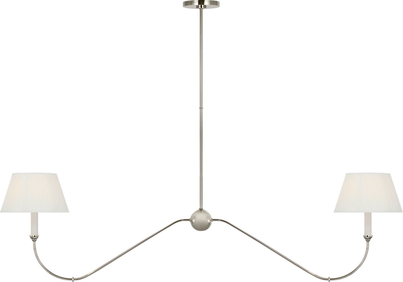 Ingela 65" Linear Chandelier in Polished Nickel with Silk Pleat Shades
