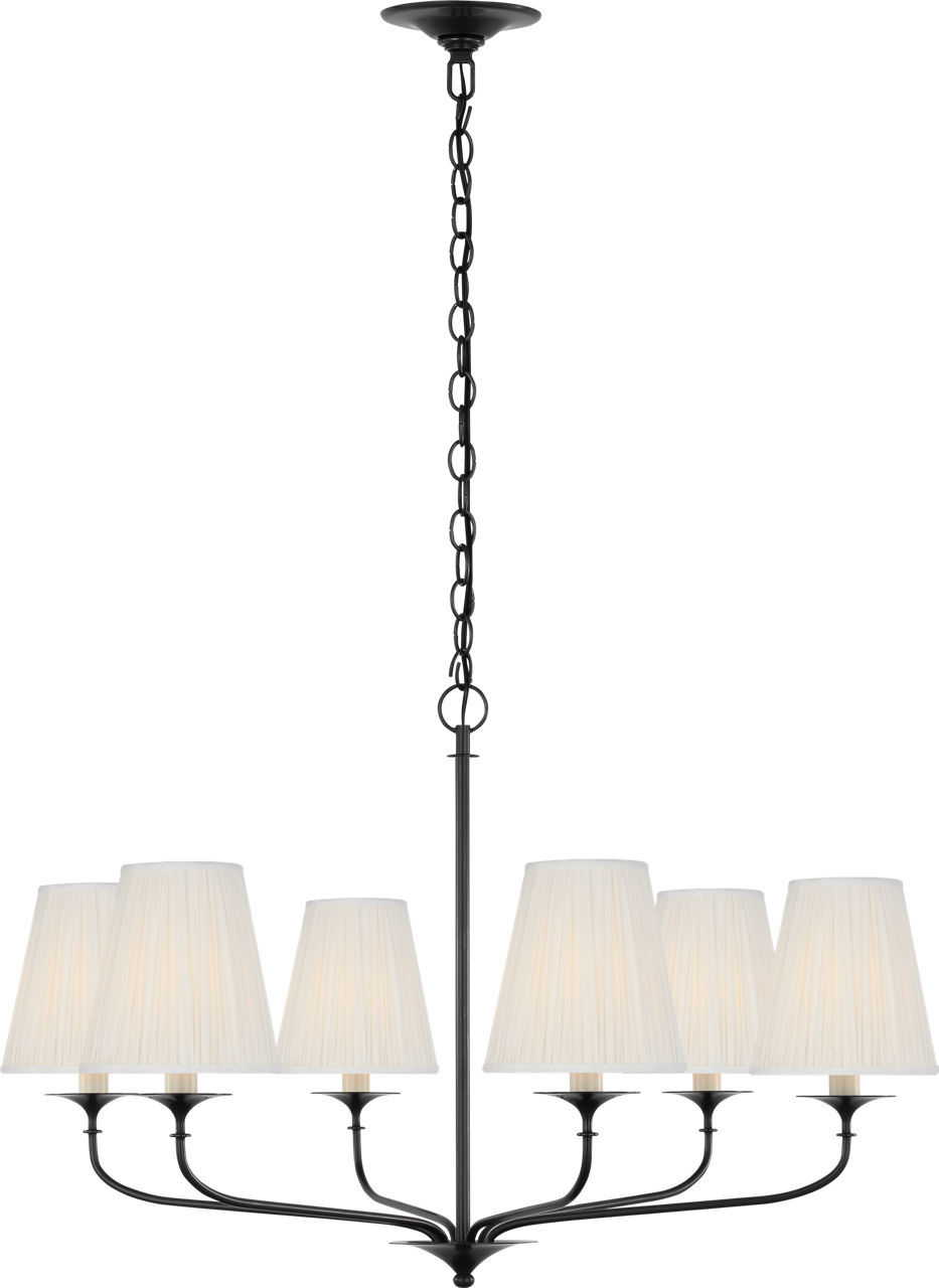 Knox 32" Chandelier in Bronze with Silk Pleated Shades