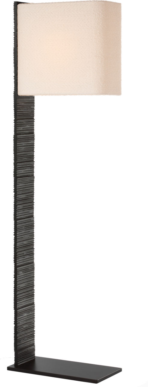 Fumar 55" Statement Floor Lamp in Ridged Carbon with Bouclé Shade