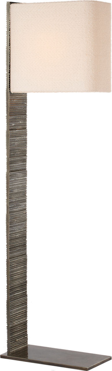 Fumar 55" Statement Floor Lamp in Ridged Graphite with Bouclé Shade
