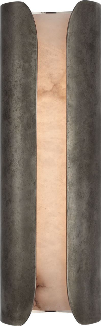 Armise 14" Narrow Sconce in Mottled Pewter with Alabaster