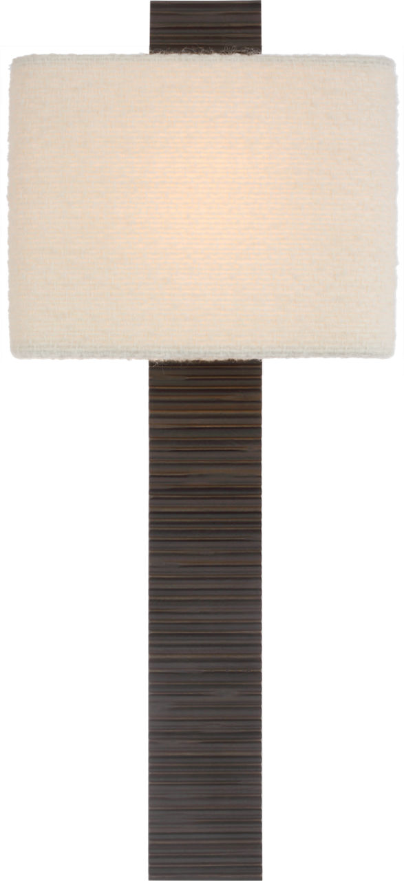 Fumar 23" Tail Sconce in Ridged Carbon with Bouclé Shade