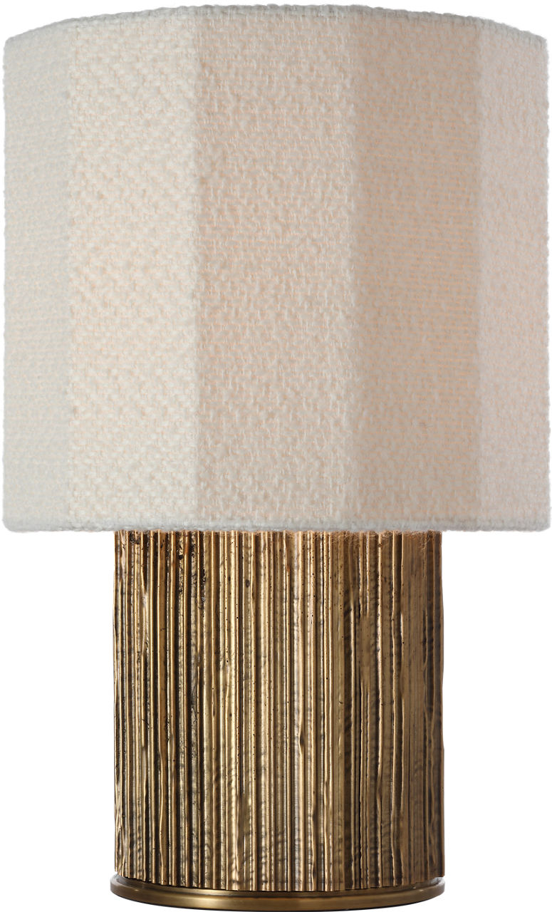 Fumar 18" Table Lamp in Ridged Tombac with Bouclé Shade