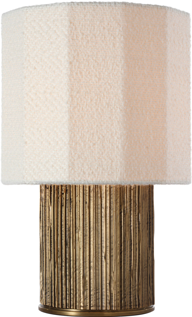 Fumar 18" Table Lamp in Ridged Tombac with Bouclé Shade