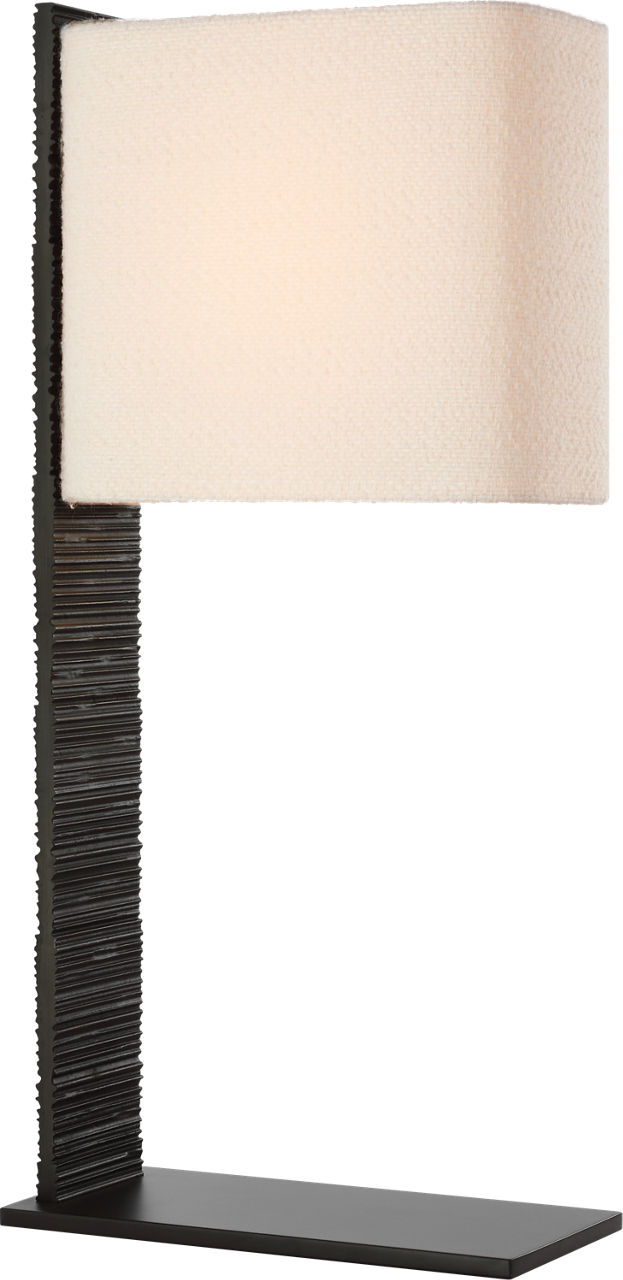 Fumar 34" Statement Table Lamp in Ridged Carbon with Bouclé Shade