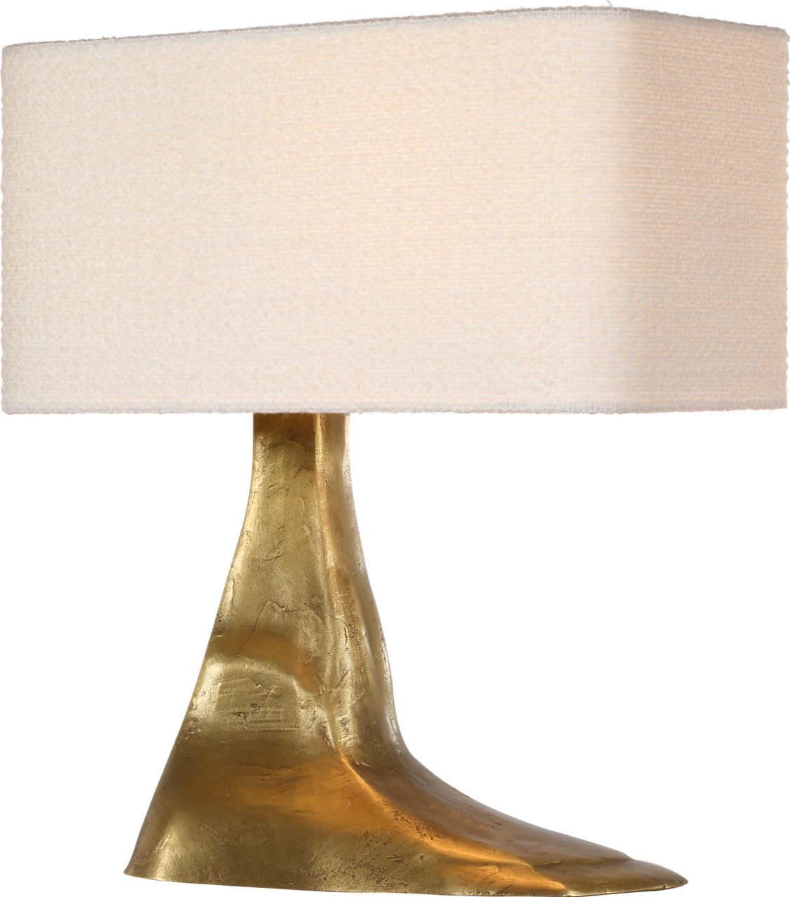 Terra-Forma 23" Left Table Lamp in Museum Brass with Boucle Shade