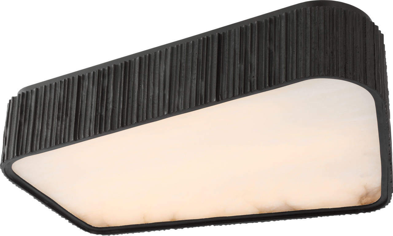 Fumar 21" Asymmetrical Flush Mount in Ridged Carbon with Alabaster