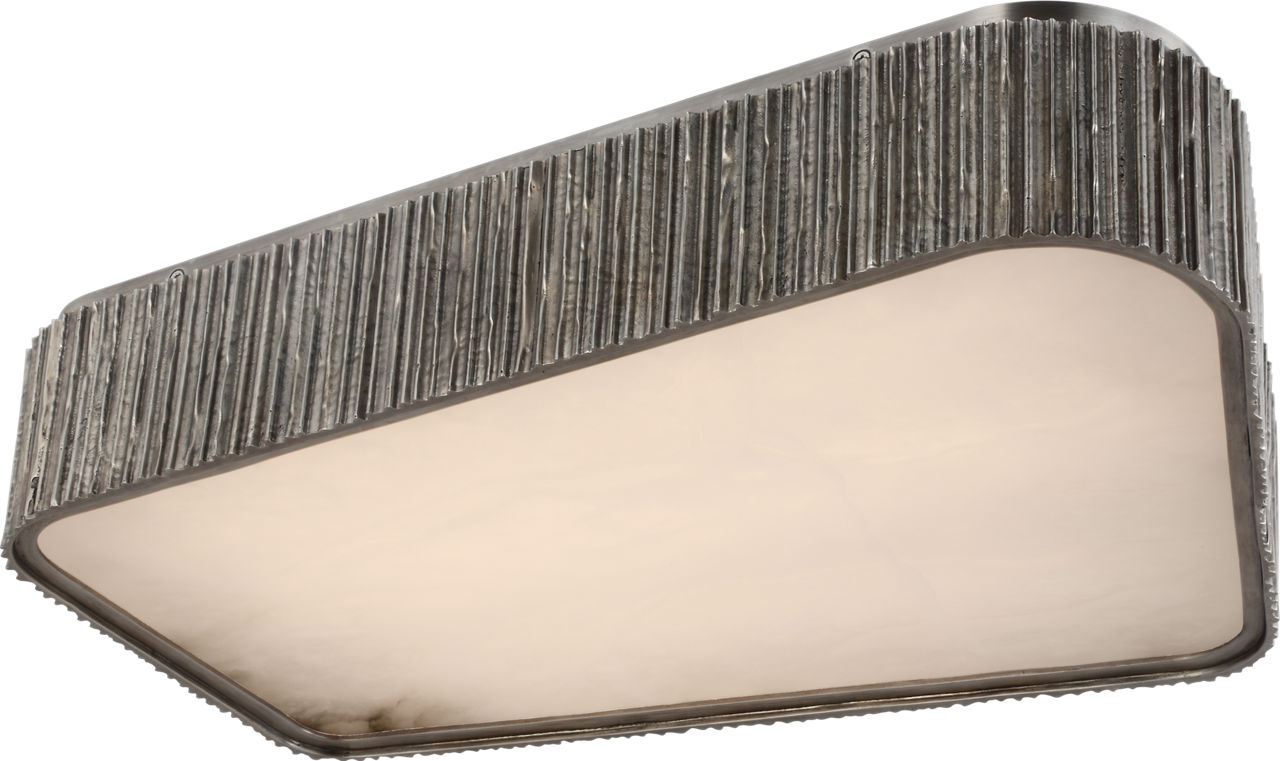 Fumar 21" Asymmetrical Flush Mount in Ridged Graphite with Alabaster