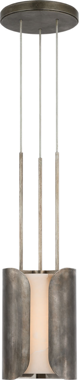 Armise 8" Pendant in Mottled Pewter with Alabaster