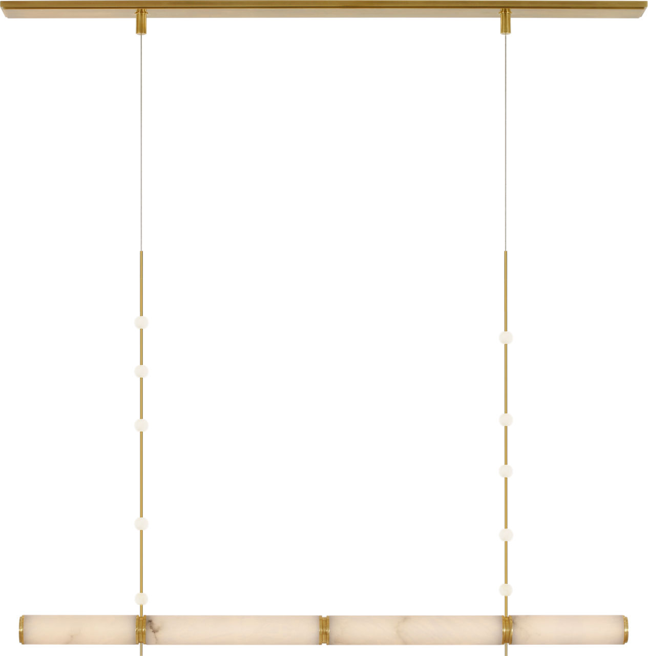 Marcell 56" Linear Chandelier in Antique-Burnished Brass with Alabaster