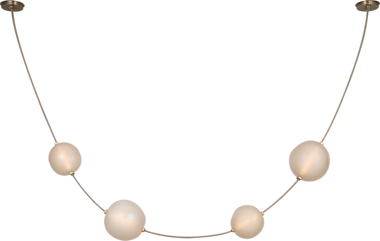 Dune Belted Light in Ash Suede and Mottled Brass with Fizzy Nude Glass