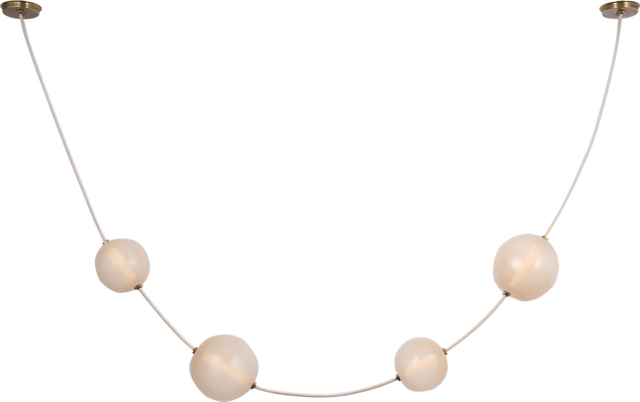 Dune Belted Light in Bone Suede and Mottled Brass with Fizzy Nude Glass