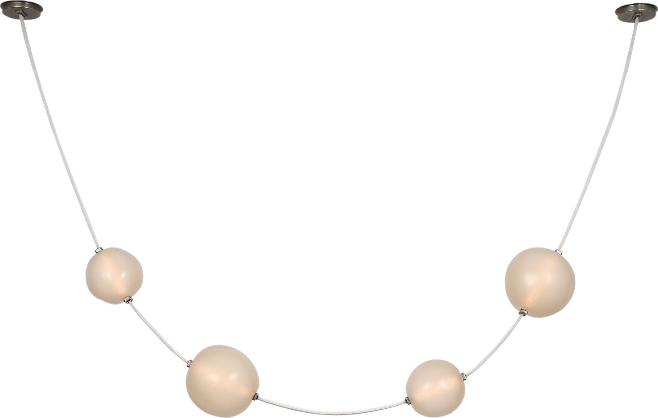 Dune Belted Light in Bone Suede and Mottled Pewter with Fizzy Nude Glass