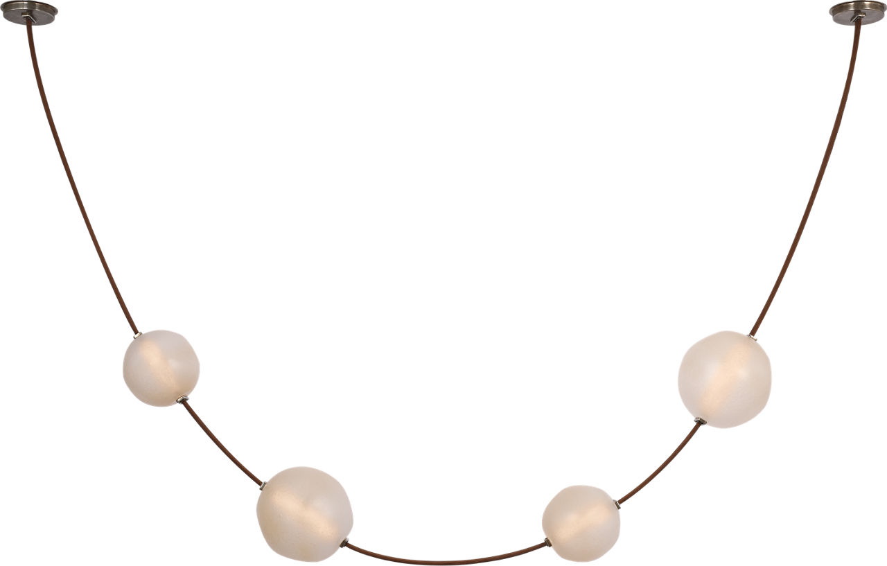 Dune Belted Light in Russet Suede and Mottled Pewter with Fizzy Nude Glass