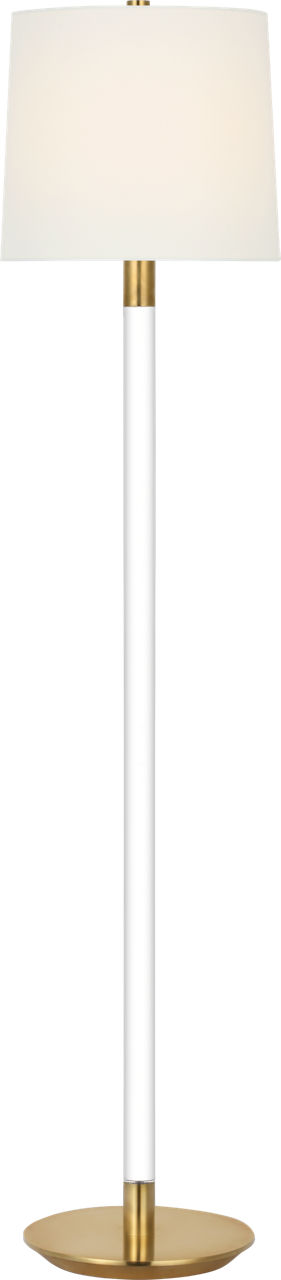 Riga 53" Cordless Floor Lamp in Crystal and Hand-Rubbed Antique Brass with Linen Shade
