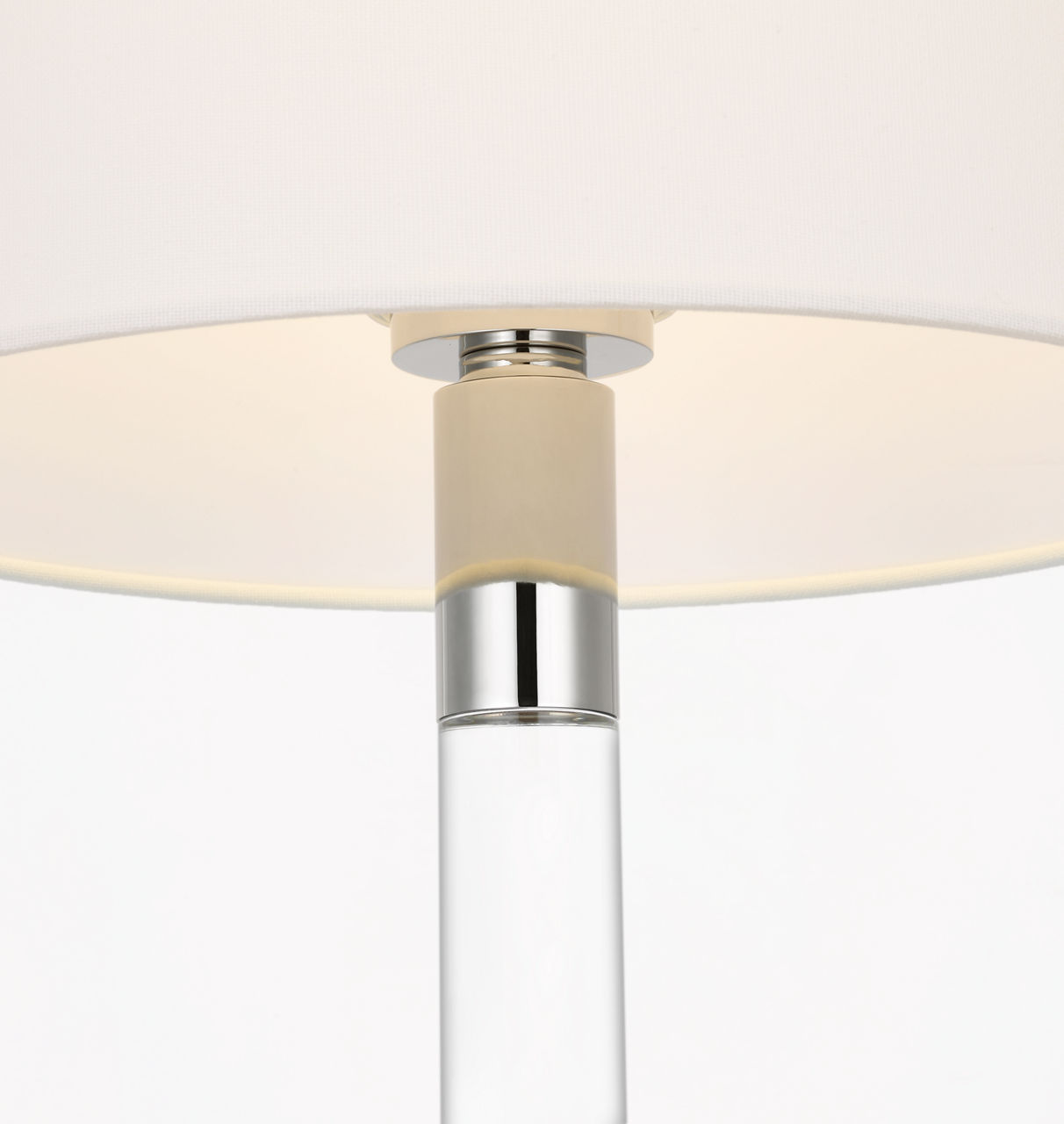 Riga 53" Cordless Floor Lamp in Crystal and Polished Nickel with Linen Shade